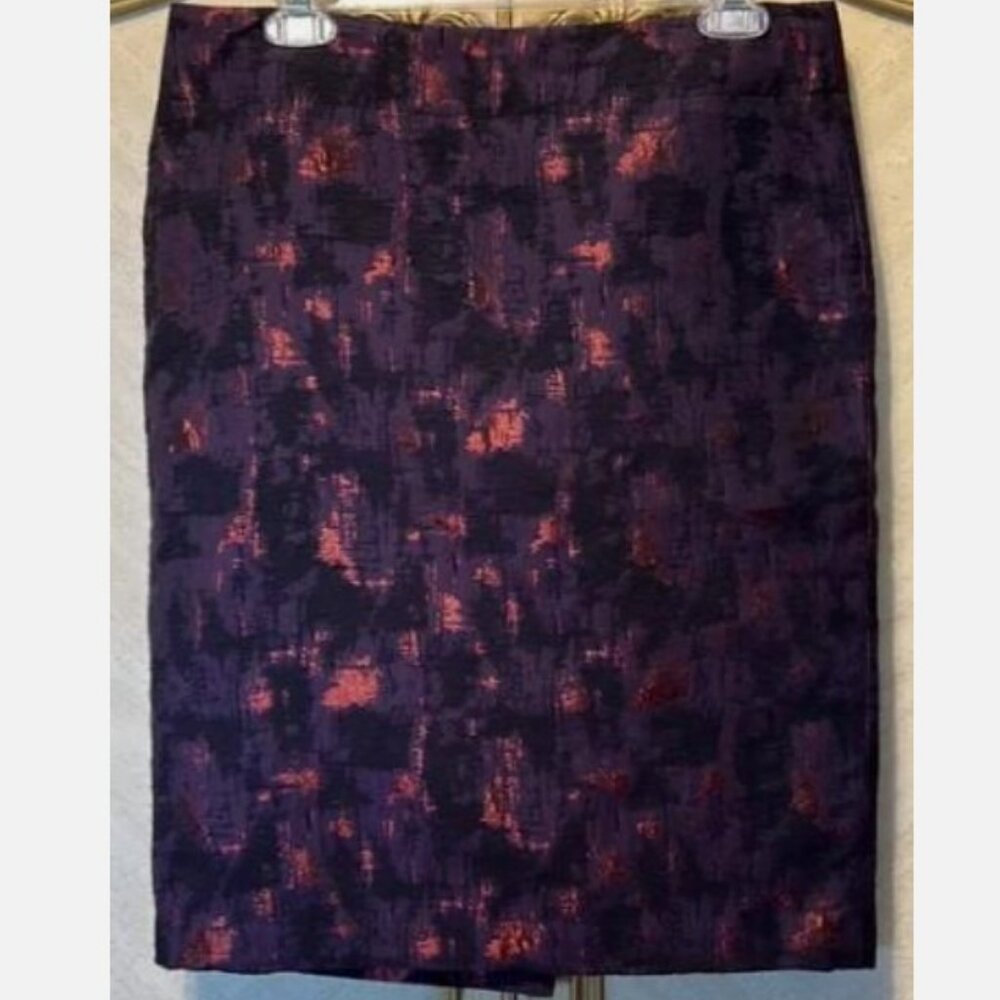 Textured Purple Print Sz Medium Church Office Lined Pencil Skirt LORD & TAYLOR